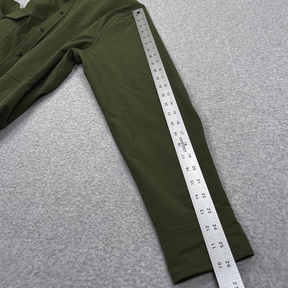 Topo Designs Tech Shirt Mens Large Green Snap Up Front Nylon Blend Gorpcore - Picture 5 of 12